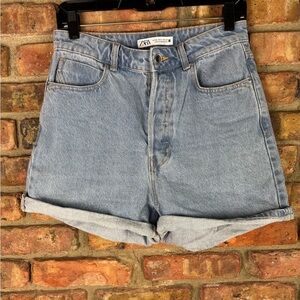 Zara High Waist Denim Shorts Size 6